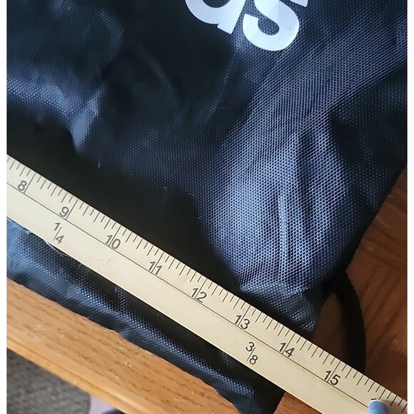 Adidas Drawstring Bag Gym Bag Black & White 3 stripes Nice - Picture 8 of 13